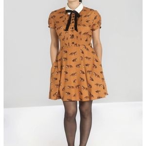 Hell Bunny Brown Vixey Mini Skater Dress with pockets
